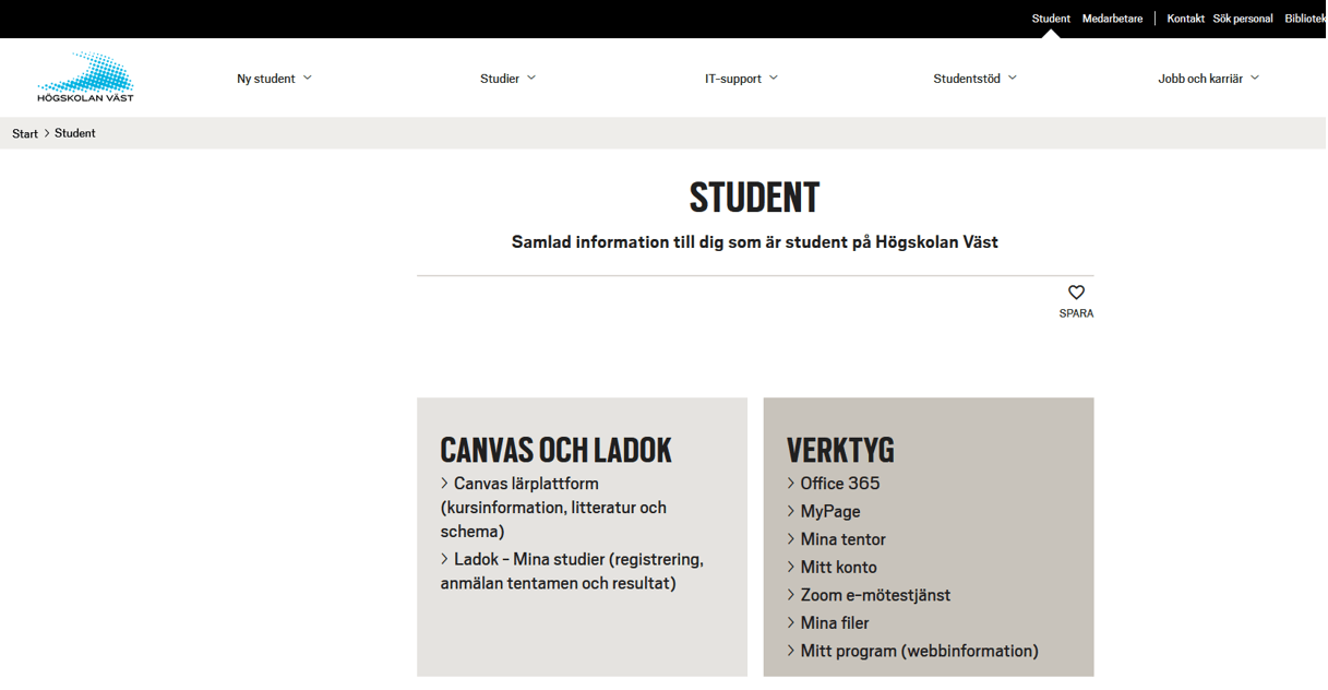 Högskolan Väst Ladok Mina Studier
