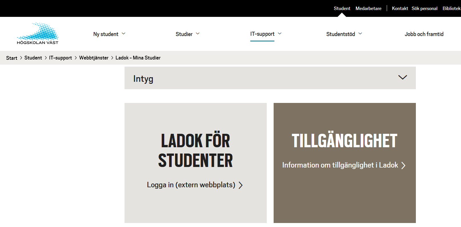 Högskolan Väst Ladok Mina Studier