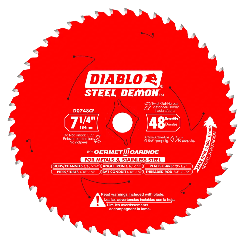 Diablo D0748CF 7‑1/4"x48 Tooth Cermet Metal & Stainless Steel Cutting