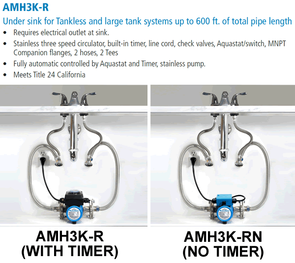HVACQuick AquaMotion AMH3KR Tankless Under Sink Hot Water Recirculation System