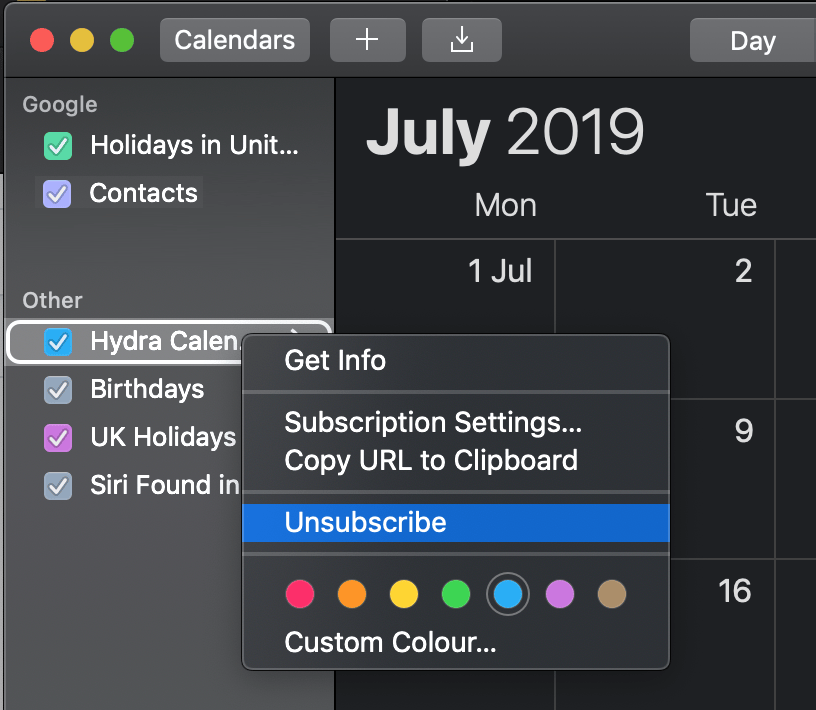 Sync Hydra Calendar (iCal) with Outlook / Google / Apple Hydra Support