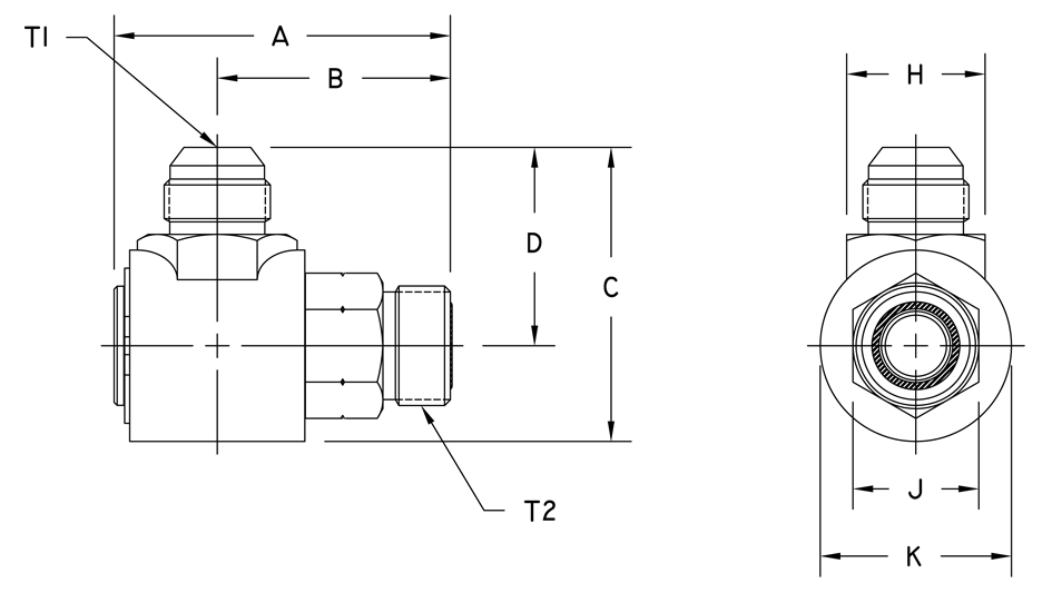 9S12J12F12 9S90 Degree Swivel Hydraulic Fitting