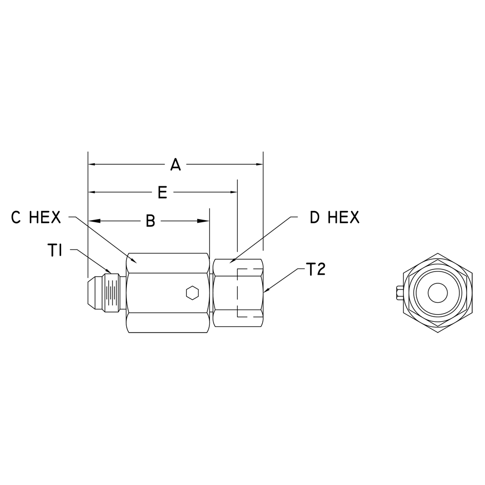 S8J10FF10 SInline Swivel Hydraulic Fitting