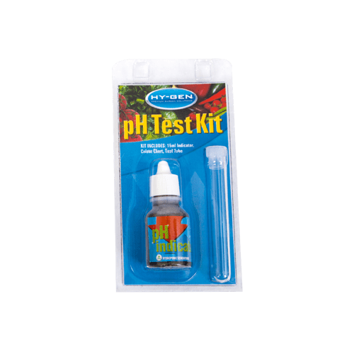 PH Test kit small tube and liquid with colour chart on bottle Hygen