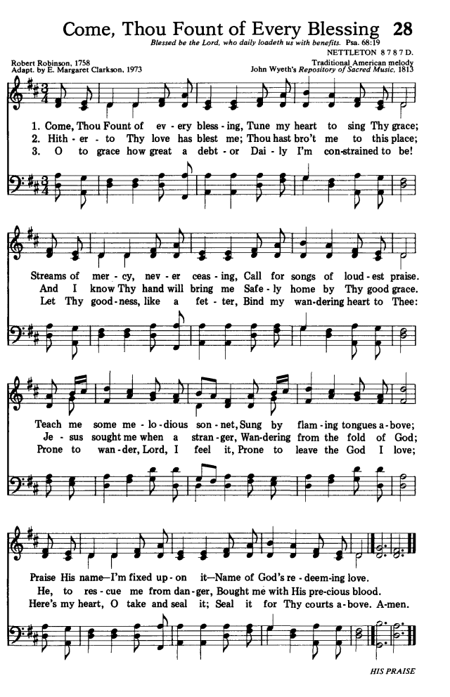 Hymns for the Living Church 28. Come, Thou Fount of every blessing