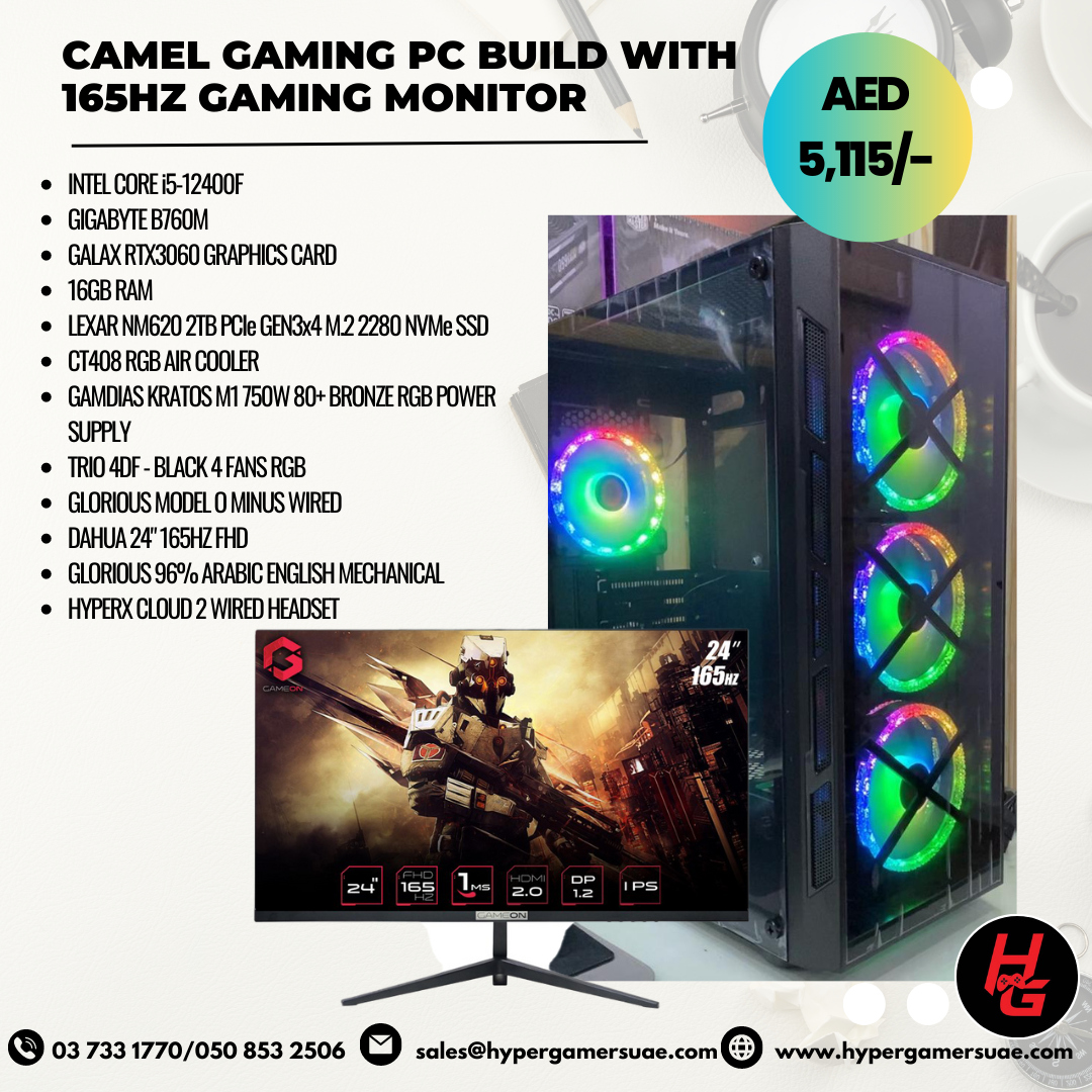 CAMEL GAMING PC BUILD WITH 165Hz gaming monitor PC GAMING 3060