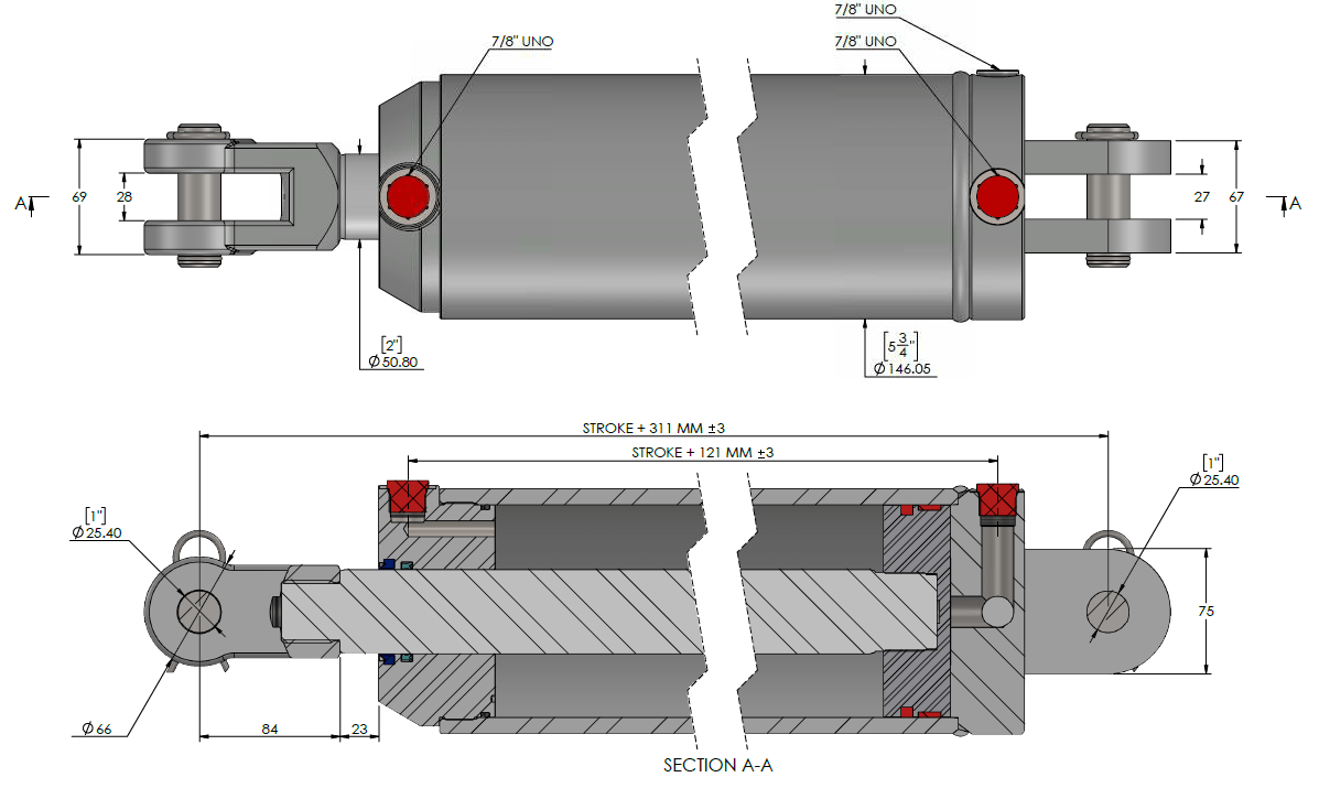 5.00″ Bore Welded Hydraulic Cylinders, Screwed Rod Cap Hypower
