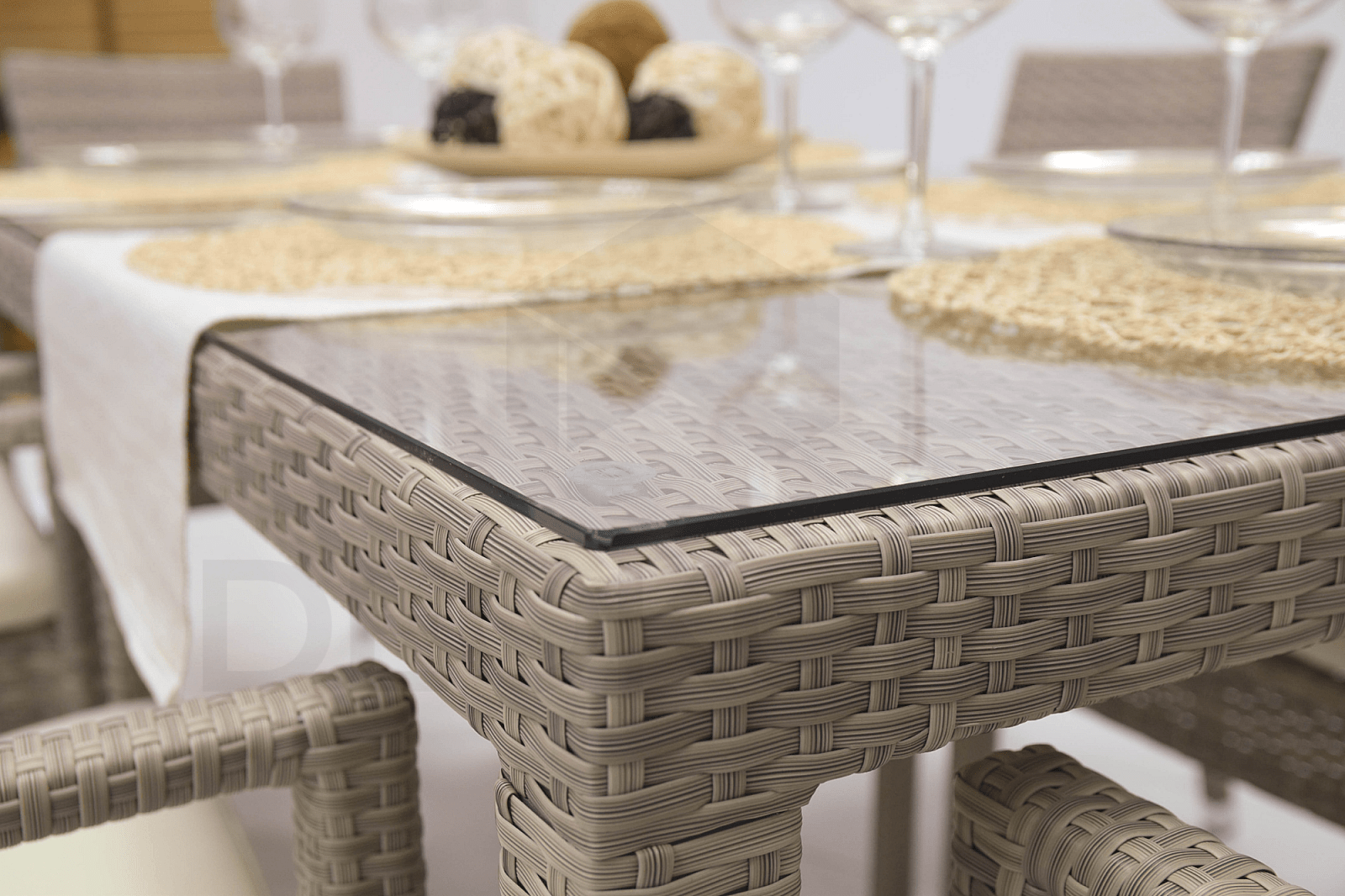 Gartentisch aus Polyrattan NAPOLI 160x80 cm graubeige Igartenmoebel.de