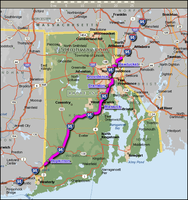 I 95 Highway Map I95 Rhode Island