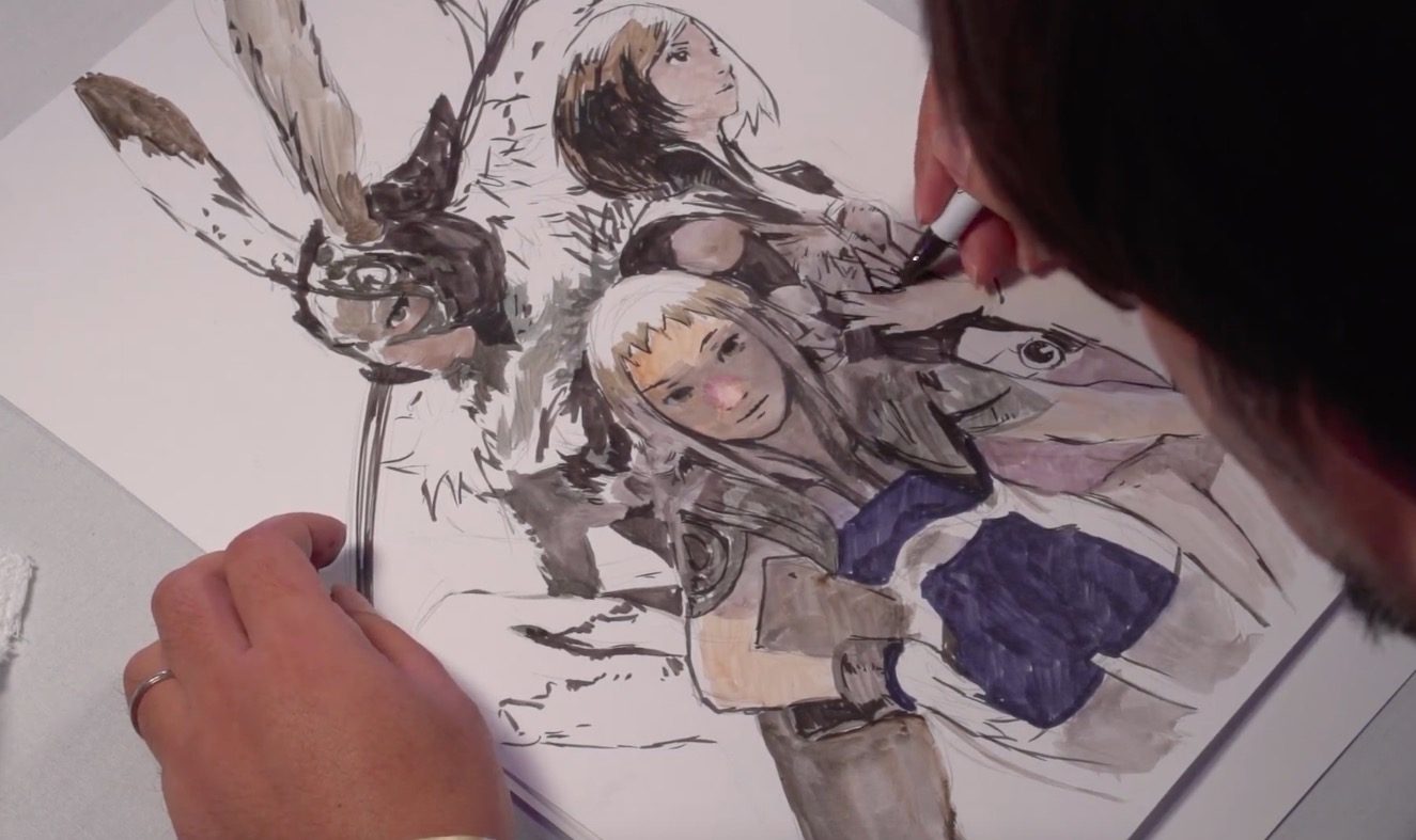 Final Fantasy Live Drawing Characters by Isamu Kamikokuryo
