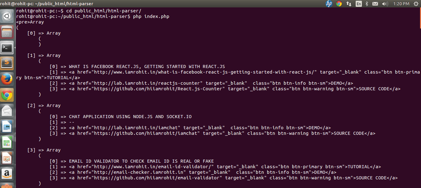 HTML Parser Using PHP