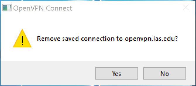 Windows OpenVPN profile removal Institute for Advanced Study