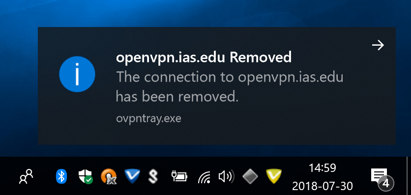 Windows OpenVPN profile removal Institute for Advanced Study
