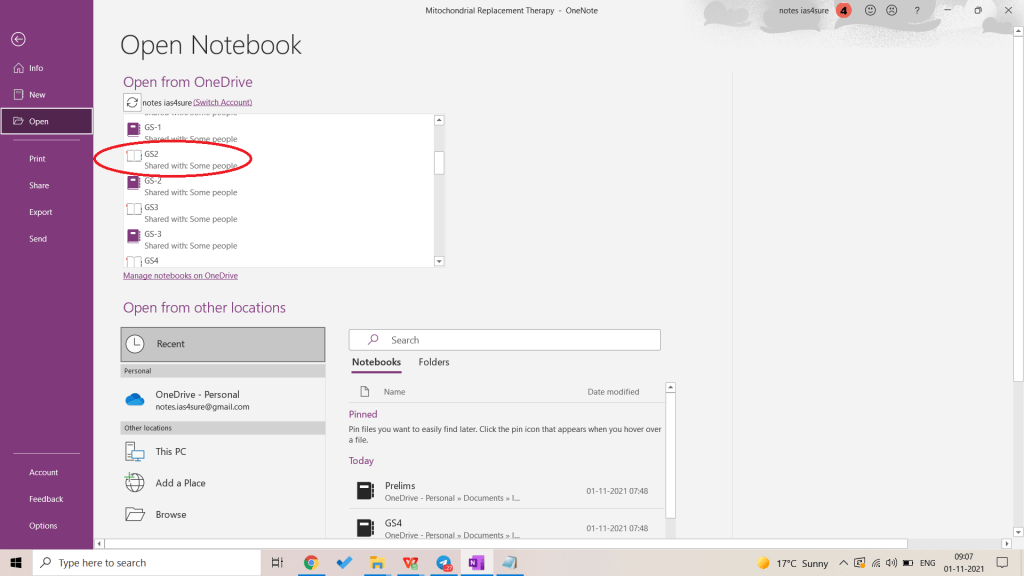 How to access shared notes in Onenote? IAS4Sure