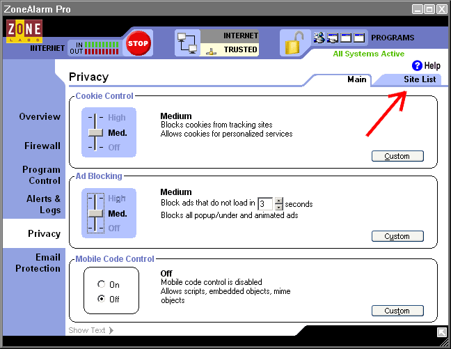 iATN Configuring ZoneAlarm Pro for iATN Browsing