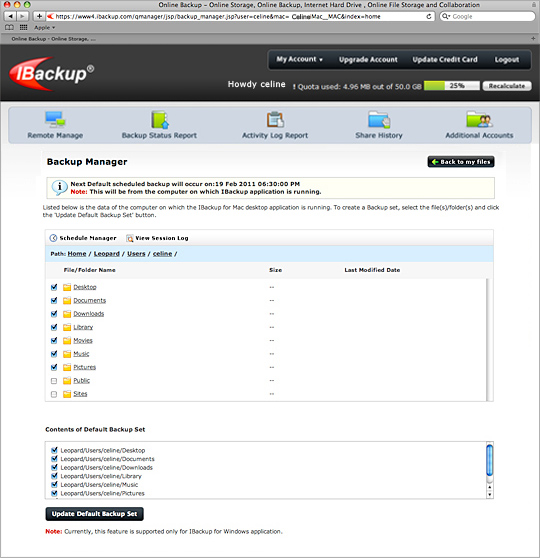IBackup for Mac Web Based Backup set / Schedule Management