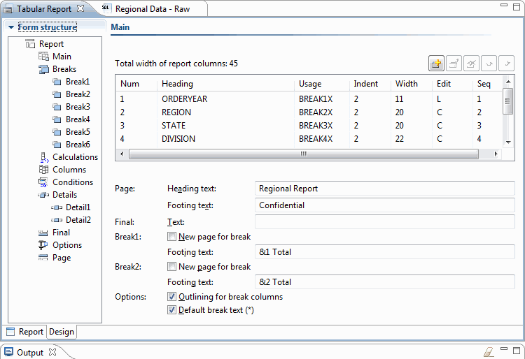 Tabular reports