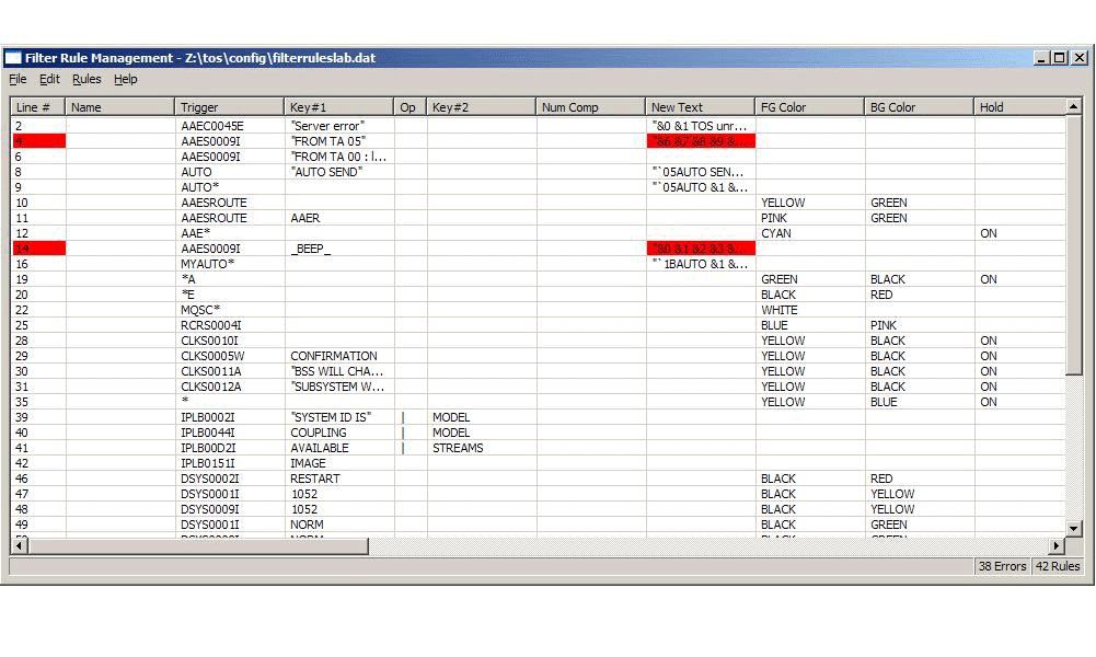 Using the filter rule management function to manage filter rules