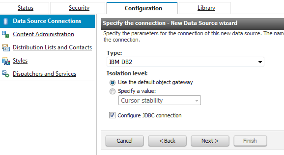 Connecting Cognos to a Db2 database