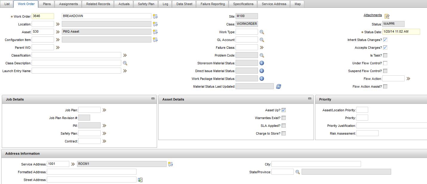Creating a workorder in Maximo