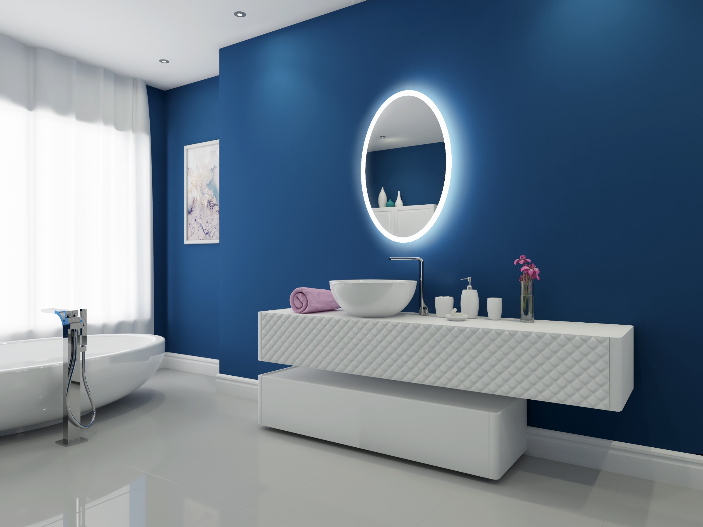 Dimmable Backlit Mirror Oval 24 X 36