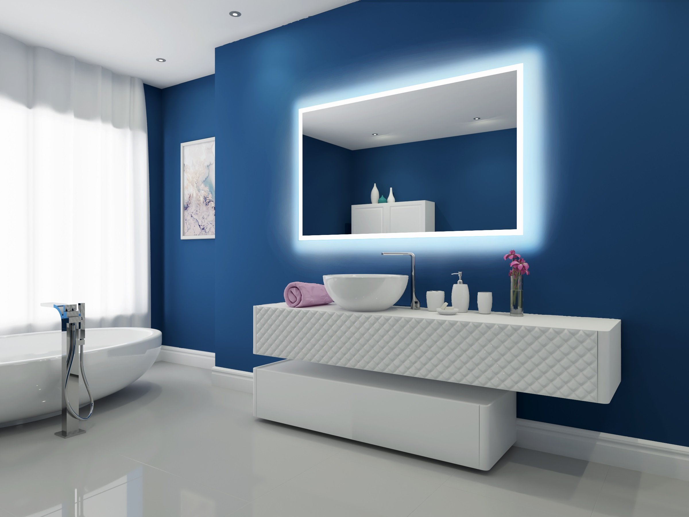 Dimmable Backlit Mirror Rectangle 60 X 36