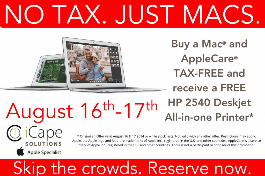 No Tax Sale « iCape Solutions For Everything Mac