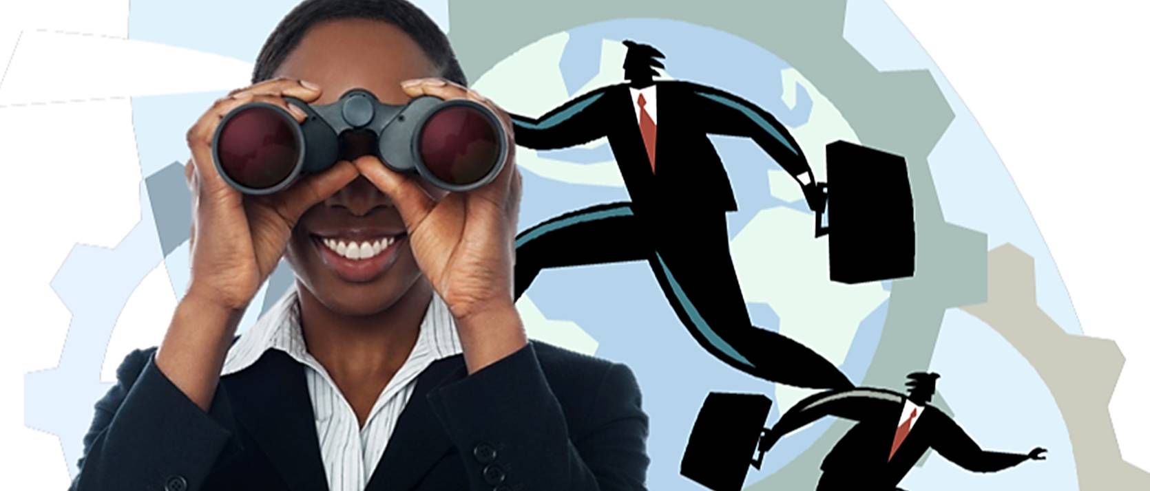 woman looking through binoculars