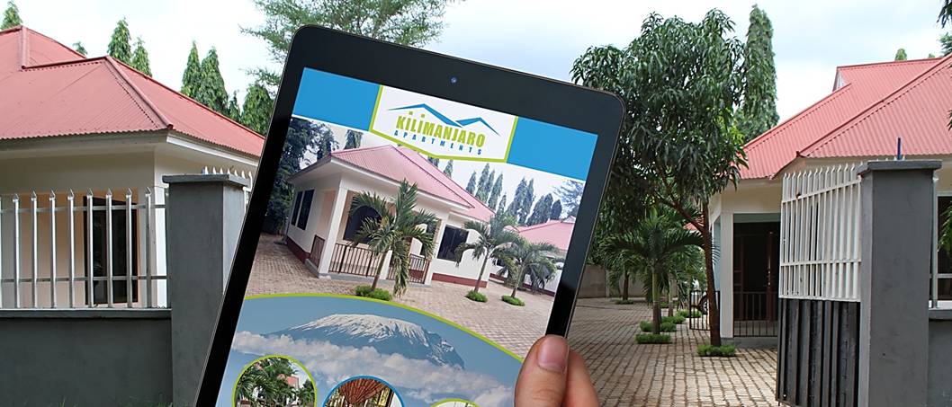ipad, palm trees, Kilimanjaro