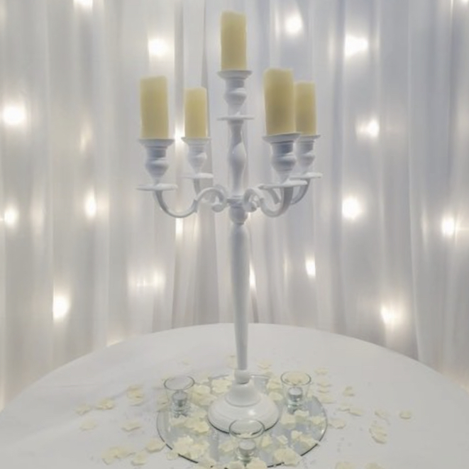 Candelabra White 78cm with Pillar Candles iCatching, everything