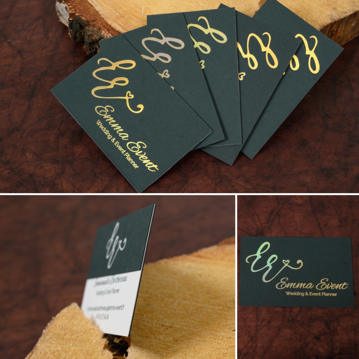 Carte de visite Wedding Planner Dorure à chaud Holographic Gold