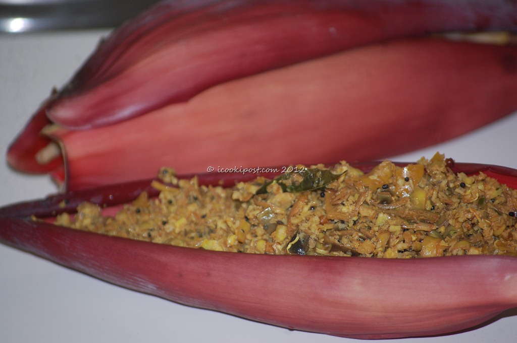 Vaazhakoombu Thoran/Plantain Flower Stir fry/Banana Flower Stir Fry