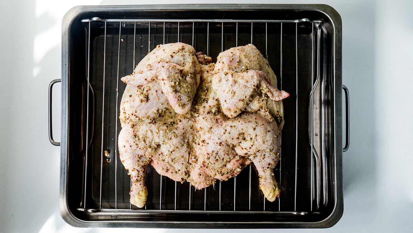 flattened roast chicken, icookstuff