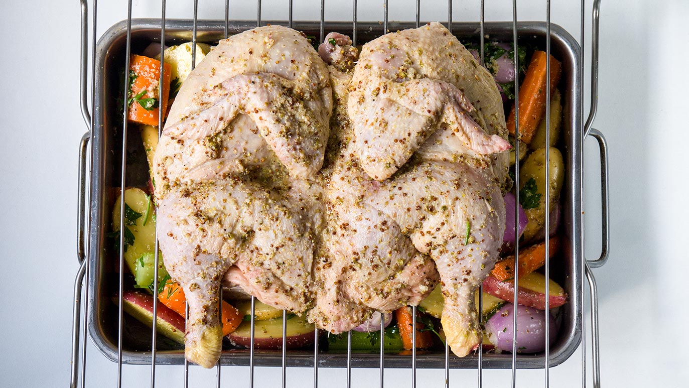 flattened roast chicken, icookstuff