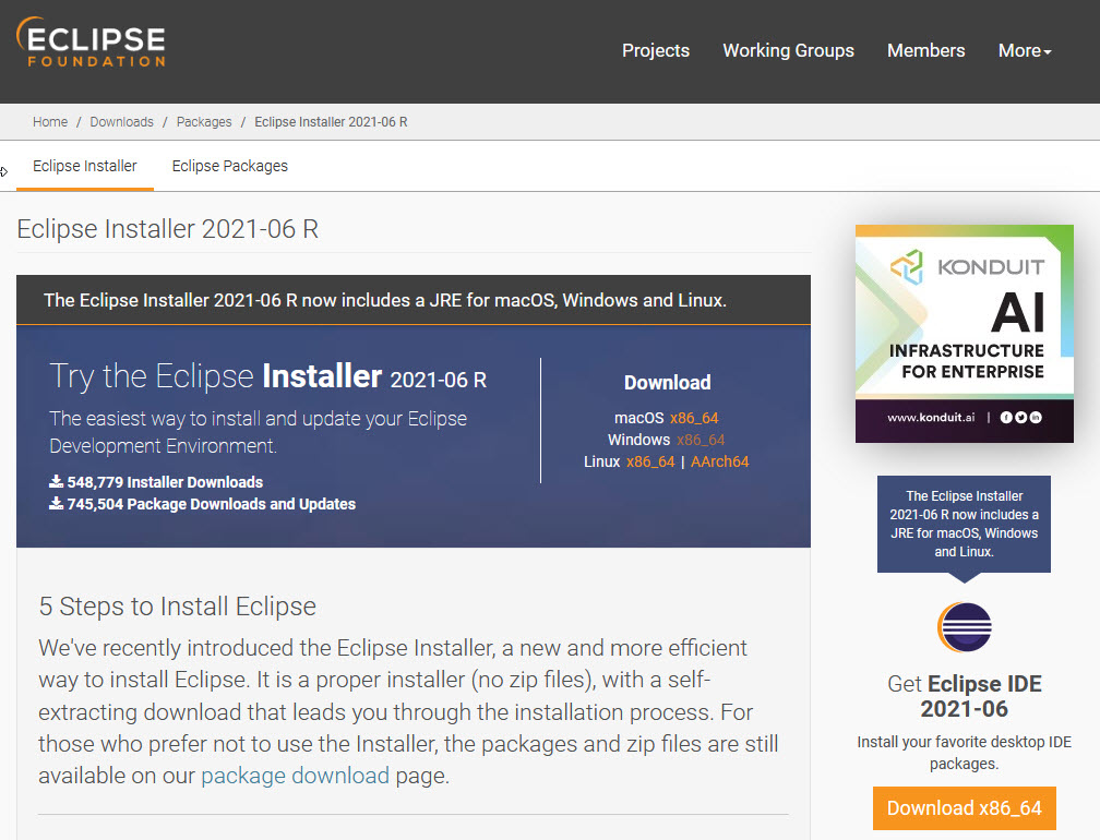 Eclipse Download and Installation Instructions
