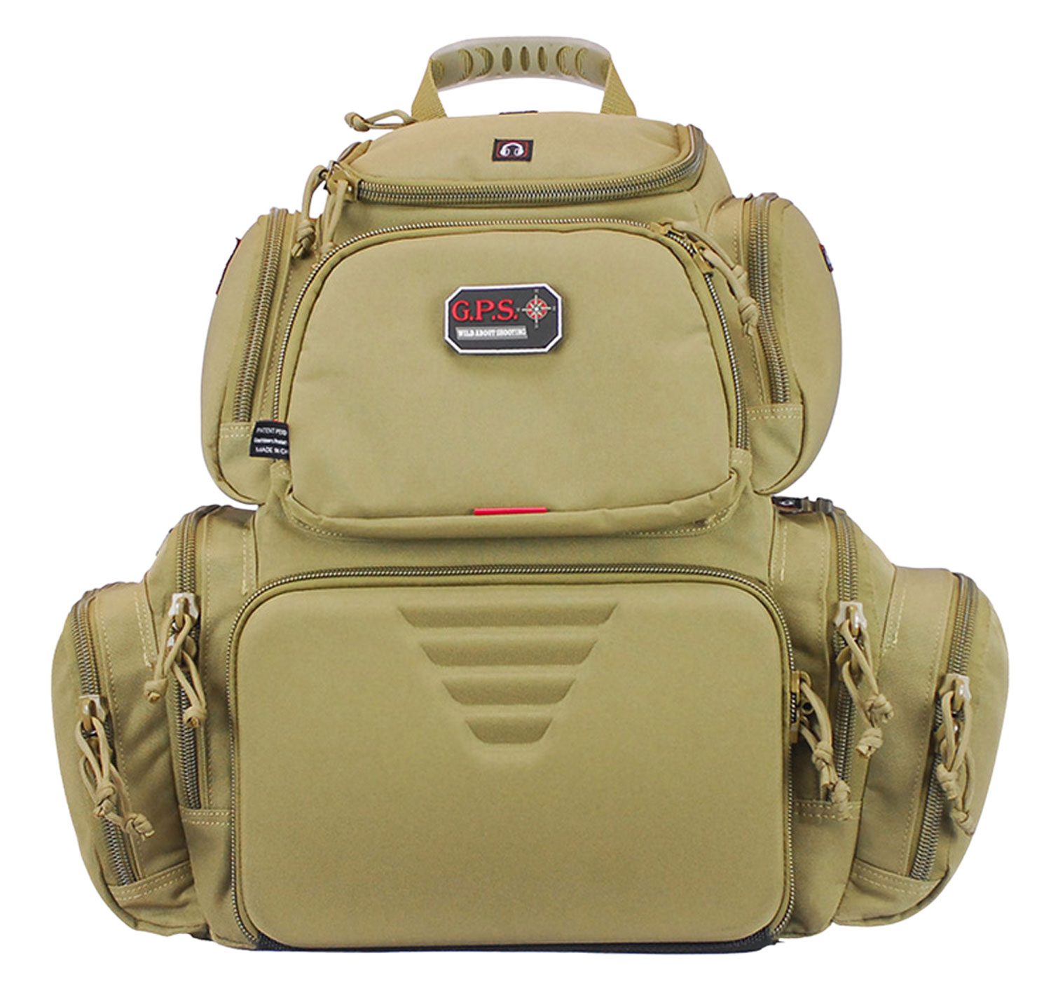 GPS Bags 1711BPT Handgunner Backpack 1000D Nylon Tan with Foam Cradle Holds 4 Medium Handguns
