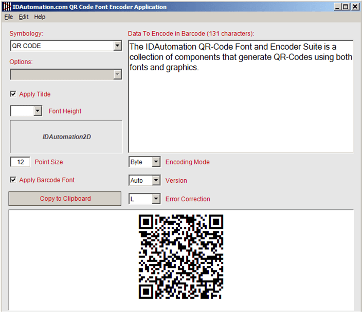 QRCode Font and Encoder User Manual