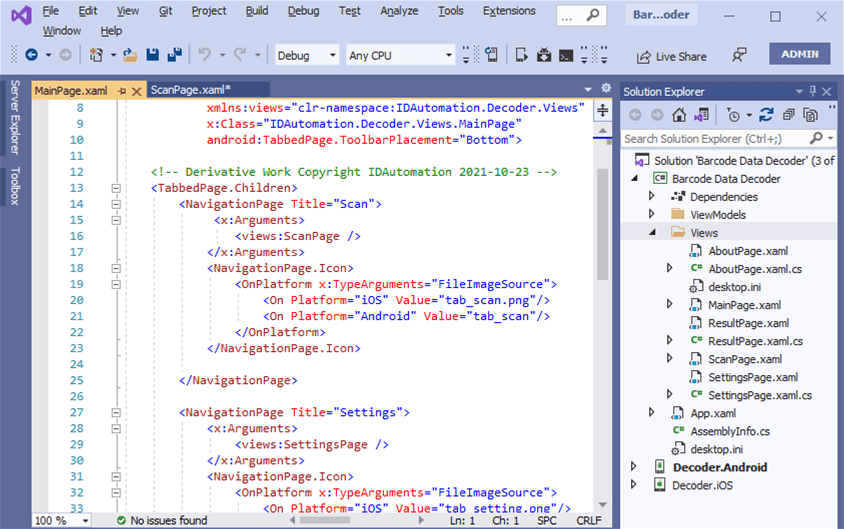 Barcode Scanner C Visual Studio Xamarin Source