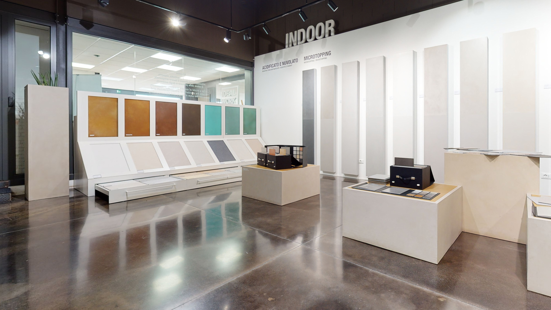 Showroom Idealwork concrete finishes for internal and external use