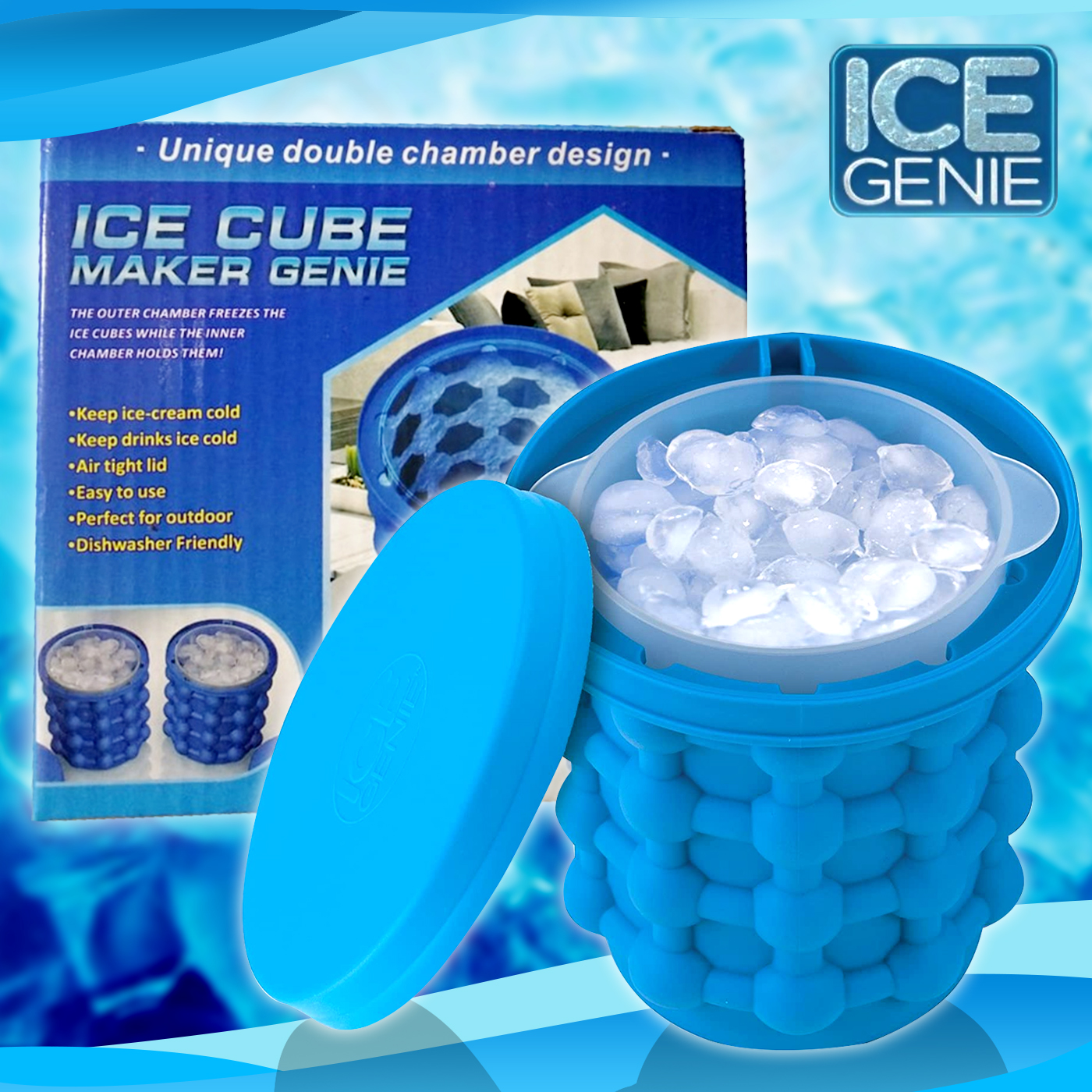 Ice Bucket Space Saving Ice Genies Ice Ball Maker/Portable Silicon Ice