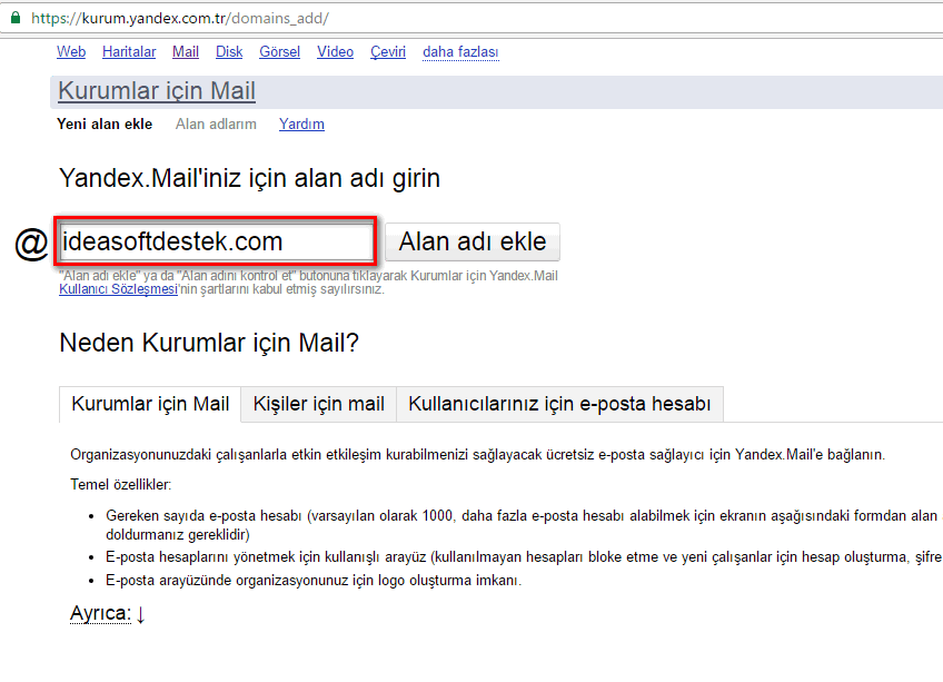 Yandex Kurumsal Mail Kullanımı » Yardım — IdeaSoft