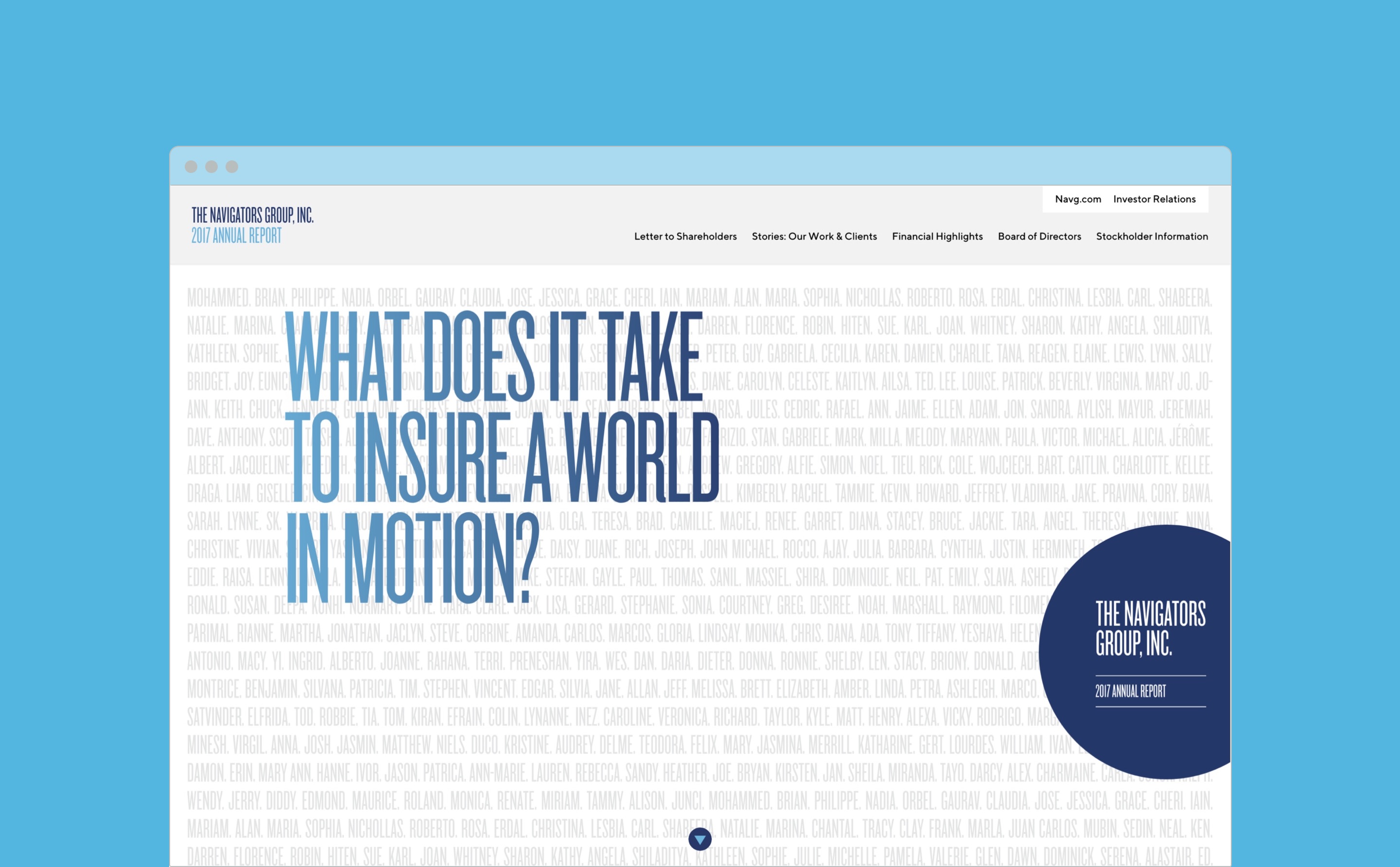 The Navigators Group 2017 Annual Report Ideas On Purpose