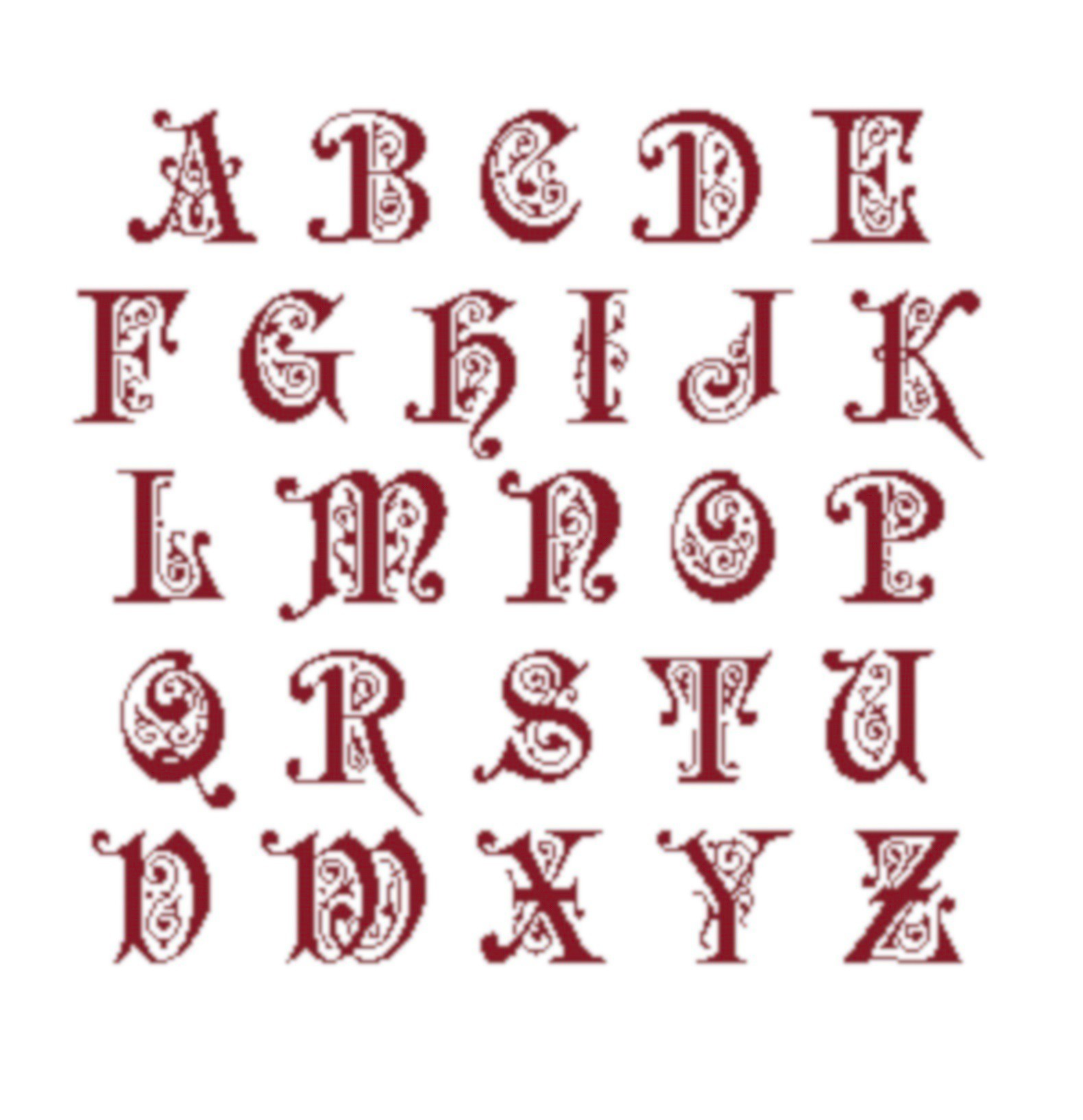 Fiche Broderie Alphabet "Preciosa" en PDF à télécharger et
