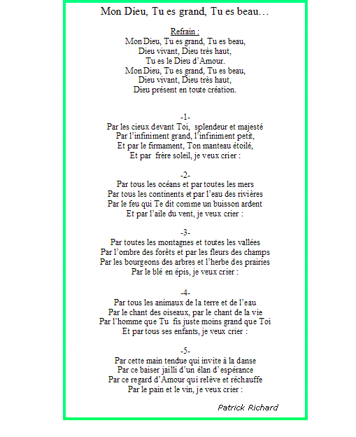 Quelques chants pour les rencontres de catéchèse