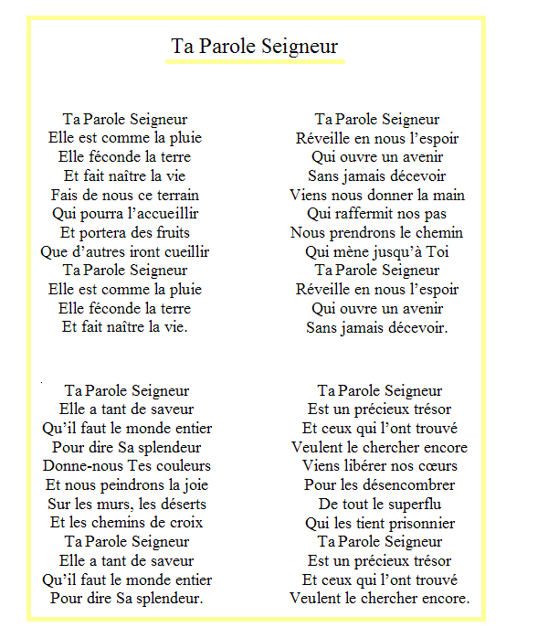 Quelques chants pour les rencontres de catéchèse