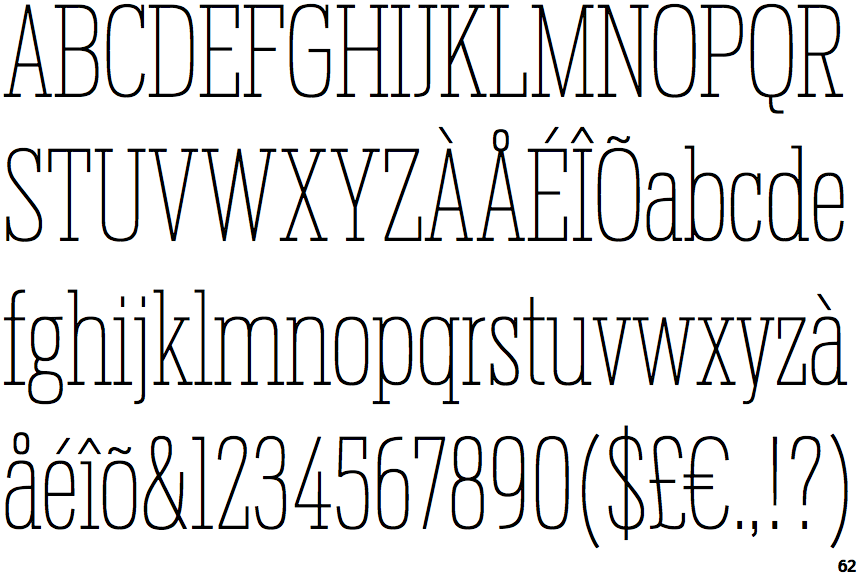 Identifont Antenna Serif Extra Condensed Thin