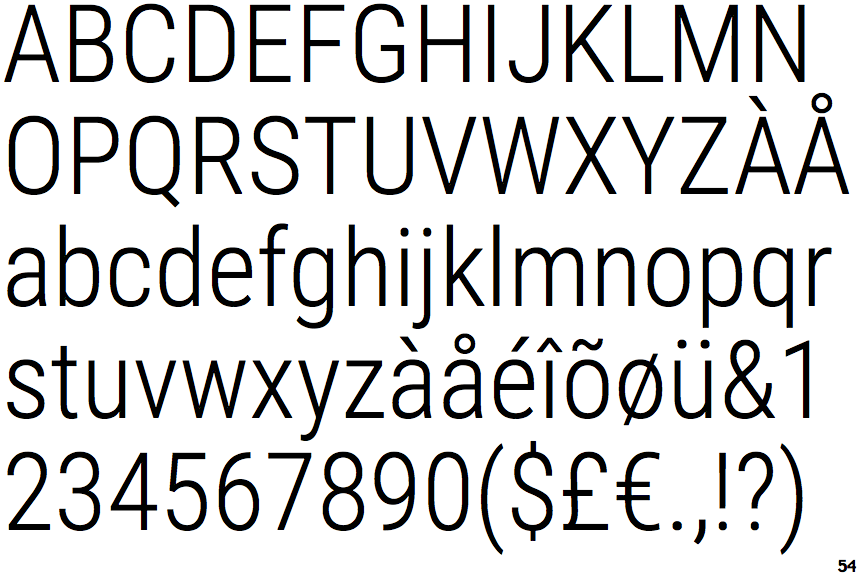 Identifont Roboto 2014 Condensed Light