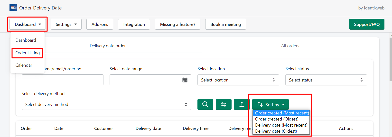 Order Delivery Date Sort any Order by Date Format