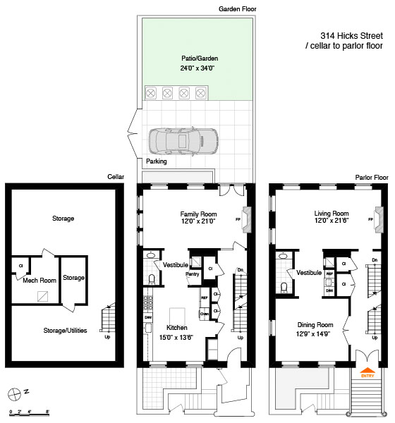 Traditional Brownstone In Brooklyn Heights With Contemporary Interiors