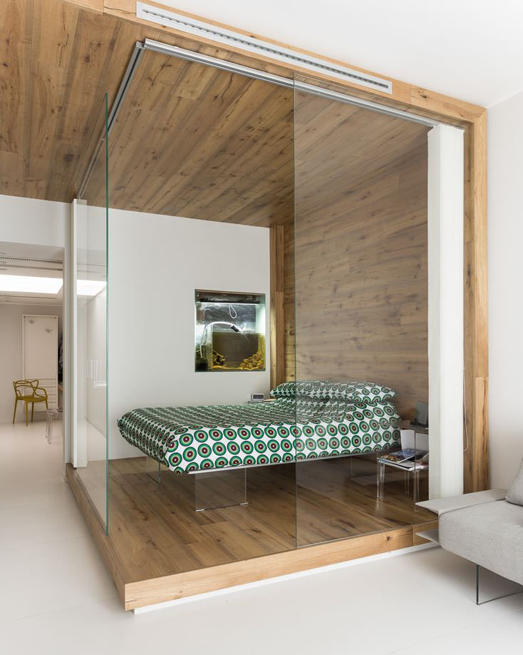Small Studio Apartment with Functional Custom Closet and Glass Bedroom iDesignArch Interior